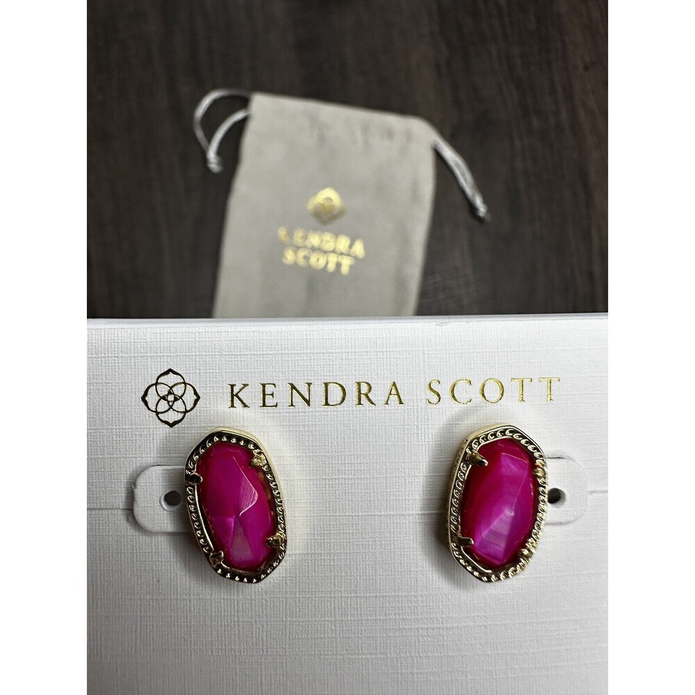Kendra Scott Pink & Gold Stud Earrings New With Dust Bag‎